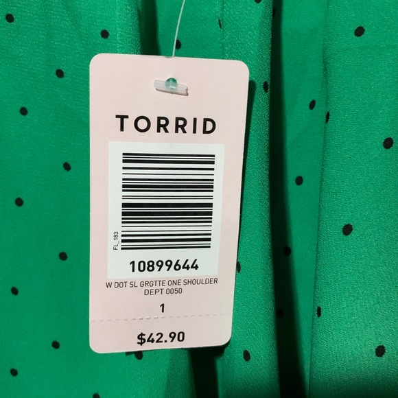 NWT Torrid Polka Dot Georgette One Shoulder Top - Picture 4 of 4